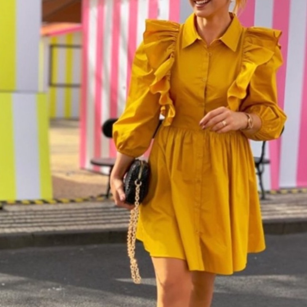 New ZARA RUFFLED VOLUMINOUS DRESS - Picture 3 of 17